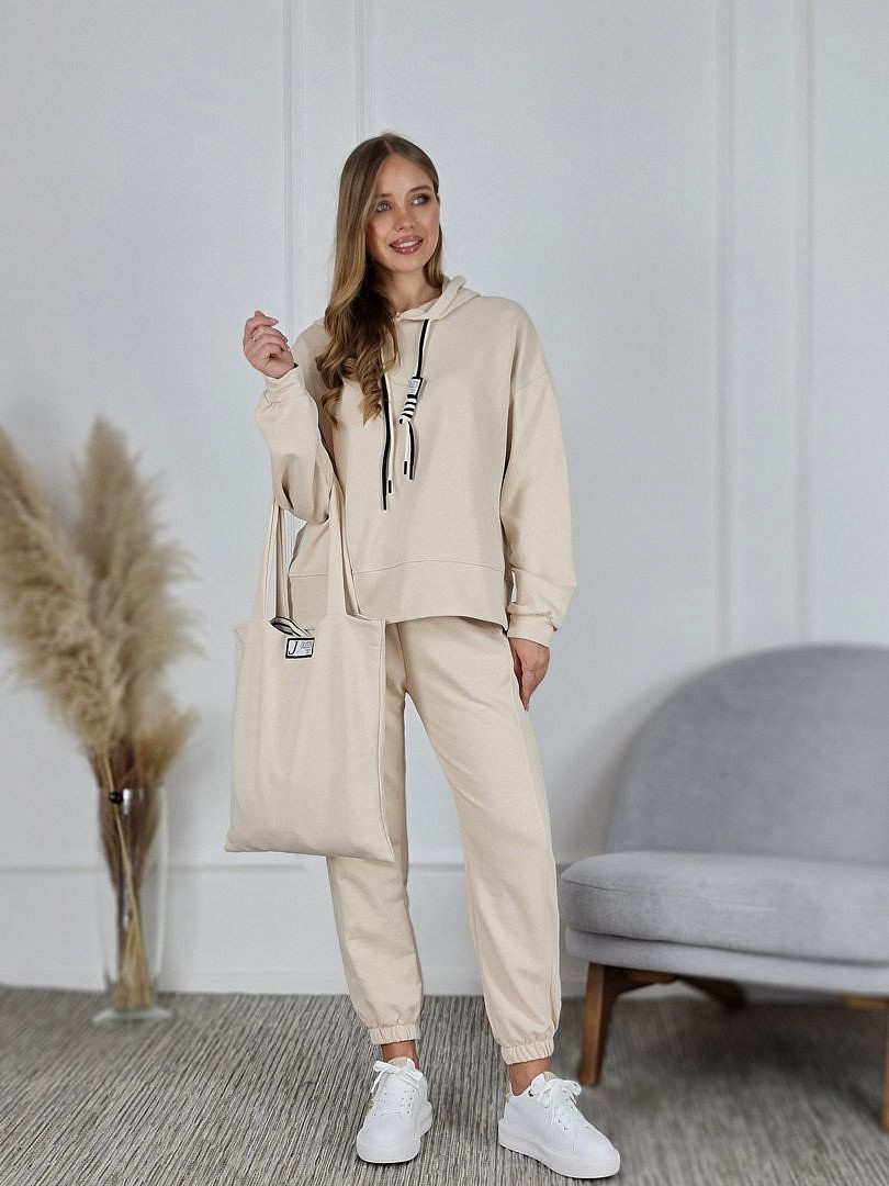 Костюм Joleen худи, брюки и сумка бежевый, фотография №1