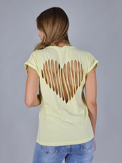 Футболка Please сердце на спине жёлтая 