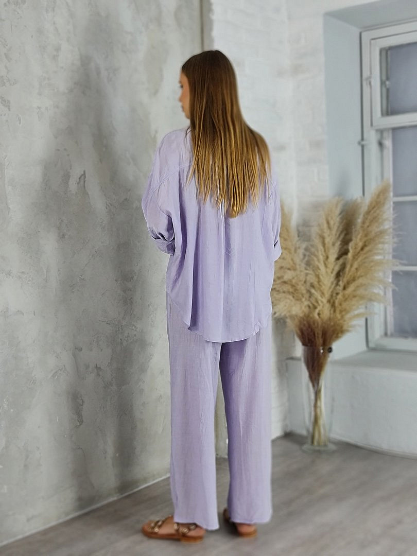 Костюм My Star Collection рубашка и брюки лавандовый, фотография №4