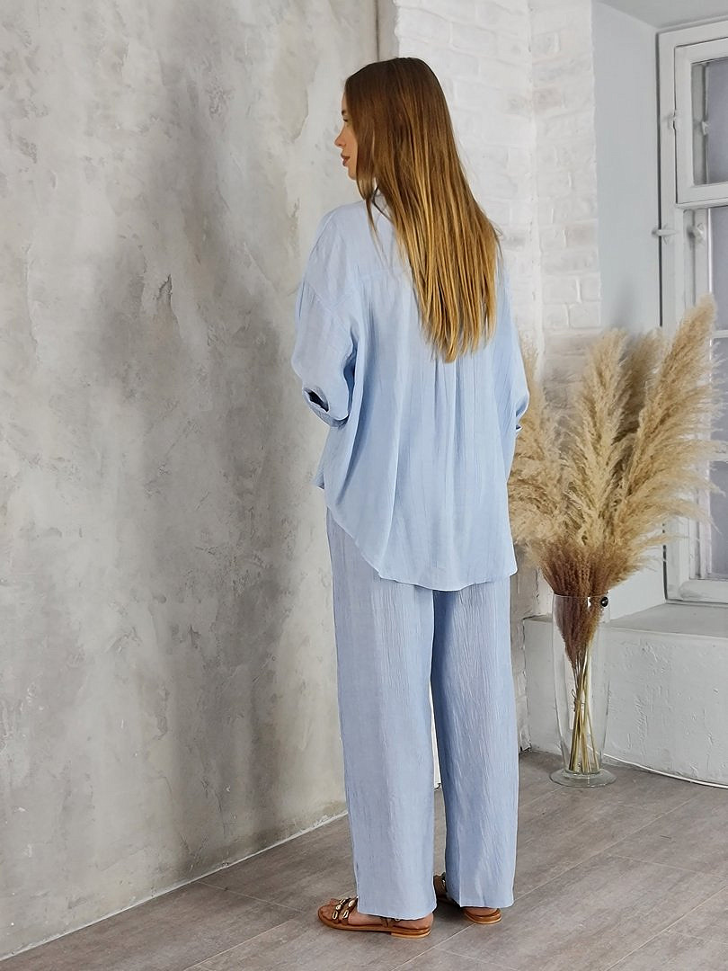Костюм My Star Collection рубашка и брюки голубой, фотография №3