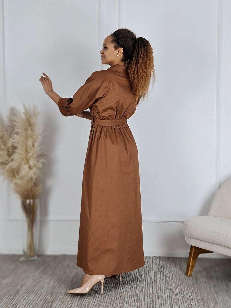 Платье CLOTHÉ на пуговицах с поясом шоколад , фотография №2