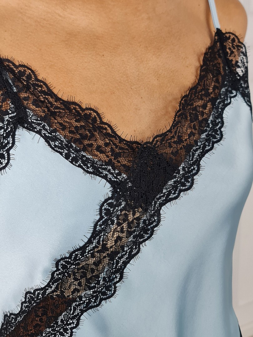 Топ Imperial с черным кружевом голубой, фотография №5