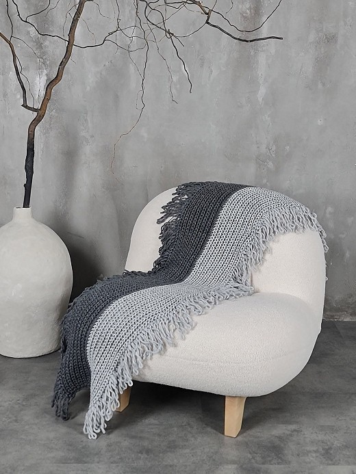 Шарф вязанный серый