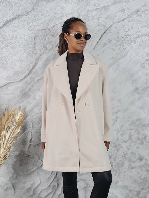 Пальто Motel укороченный оверсайз кремовое