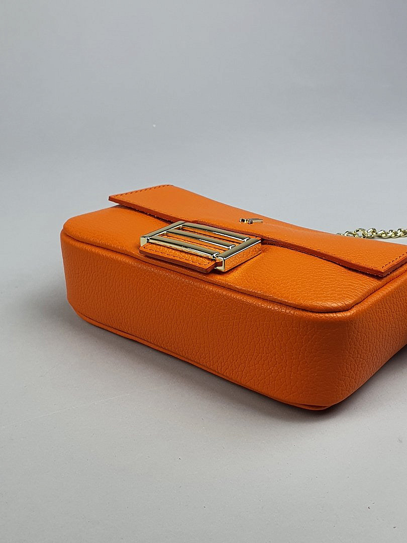 Сумка Joleen на золотой цепочке оранжевая, фотография №5
