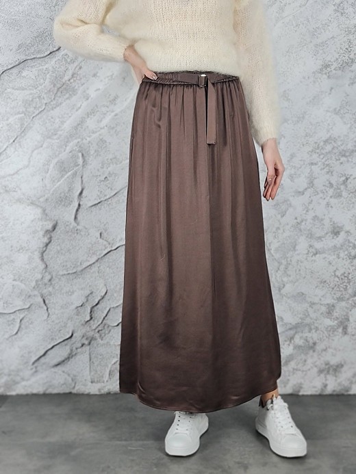 Юбка CLOTHÉ атласная на резинке шоколад