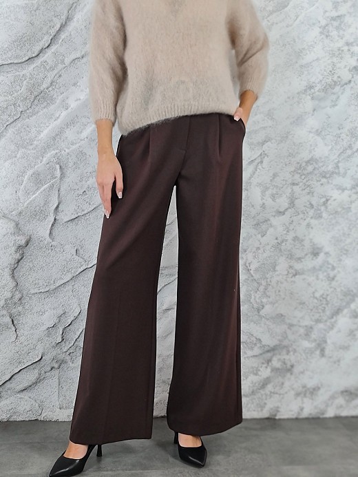 Брюки imperial ремень с большой золотой бляшкой широкие шоколад