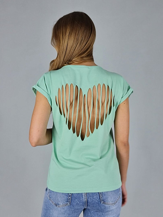 Футболка Please сердце на спине салатовая (Greenery) 