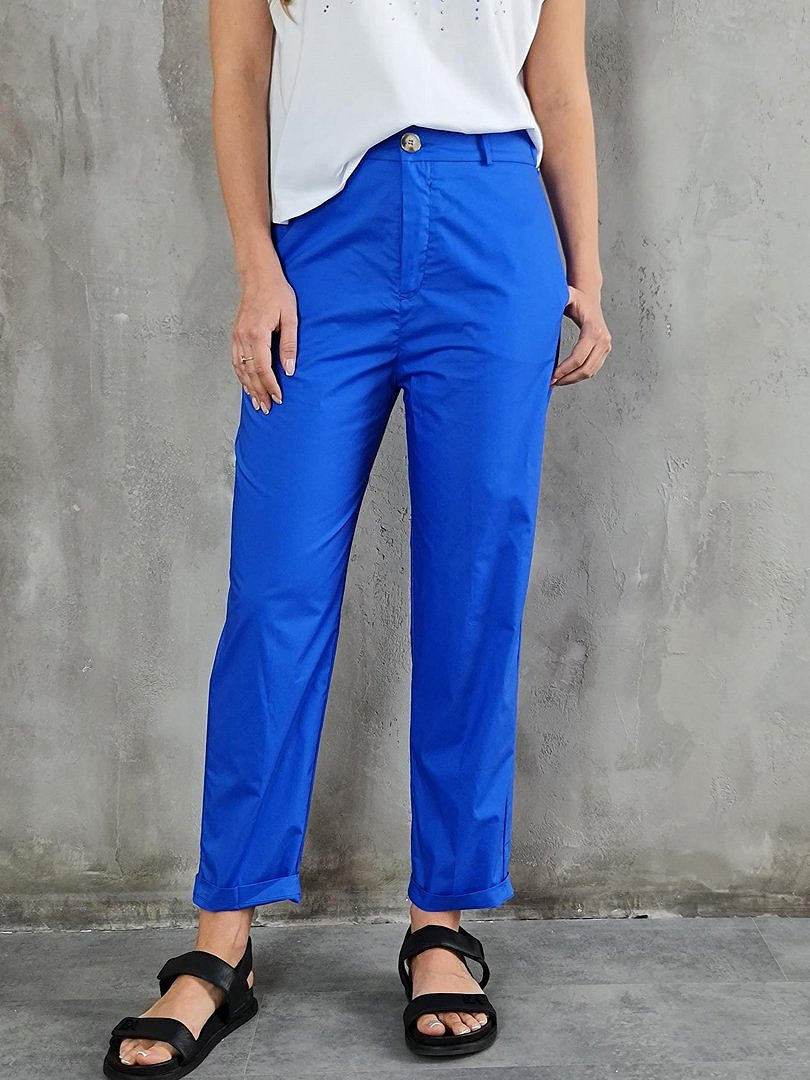 Брюки Imperial хлопковые с золотой пуговицей электрик, фотография №7