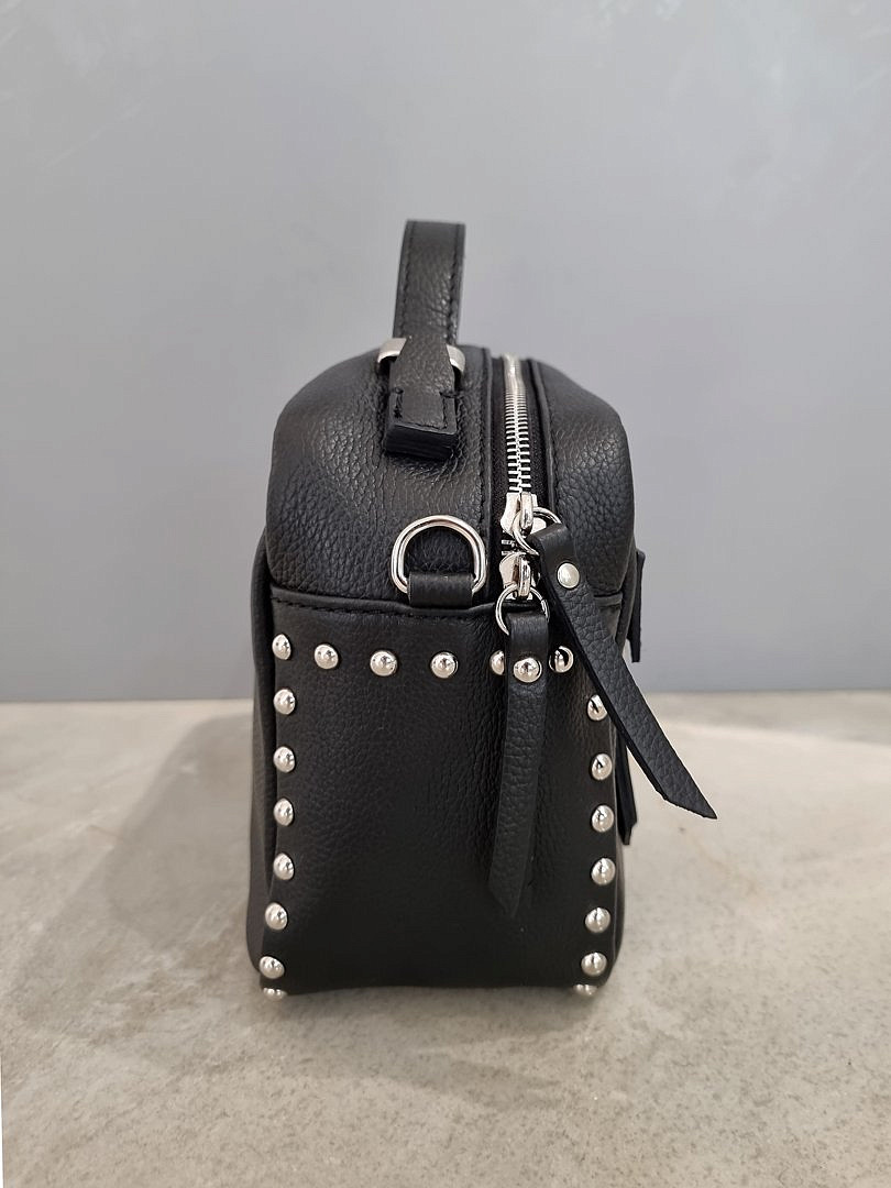 Сумка My Little Italy с круглыми клёпками чёрная, фотография №4