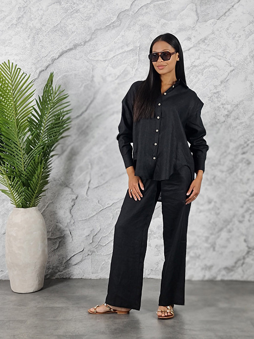 Костюм CLOTHÉ рубашка брюки лен черный