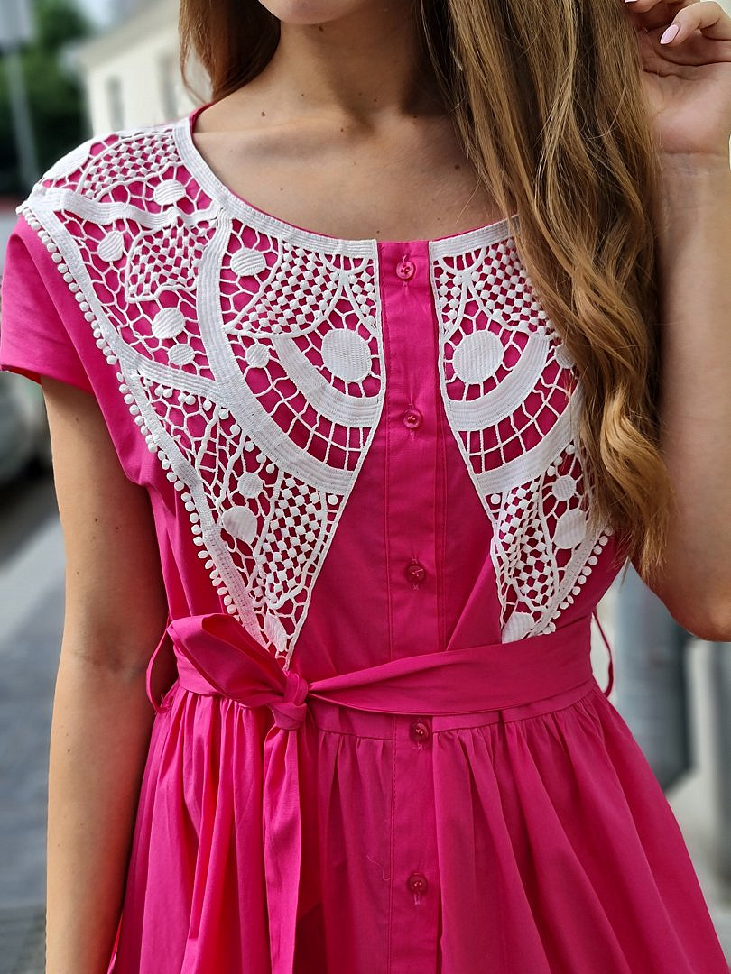 Платье Lumina с ажурной вставкой фуксия, фотография №2