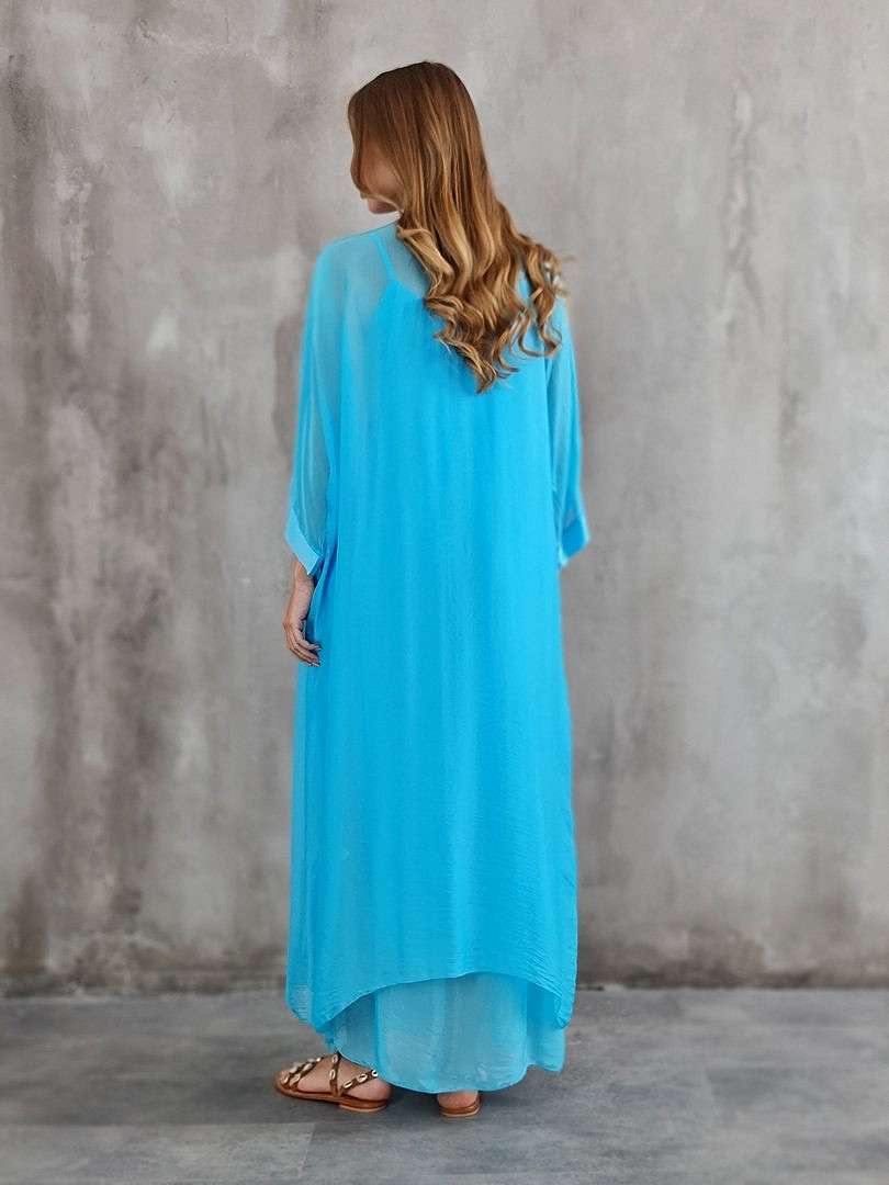 Комплект Segreto шёлковый платье и накидка голубой, фотография №5