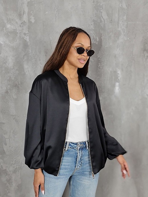 Бомбер CLOTHÉ на молнии атласный черный