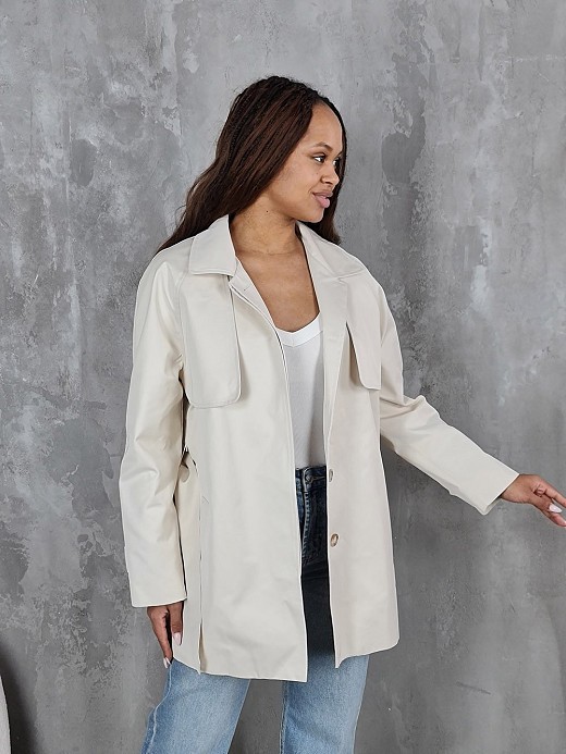 Тренч Atelier Emi укороченный кремовый