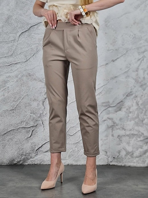 Брюки MINTH на резинке с подворотами тауп