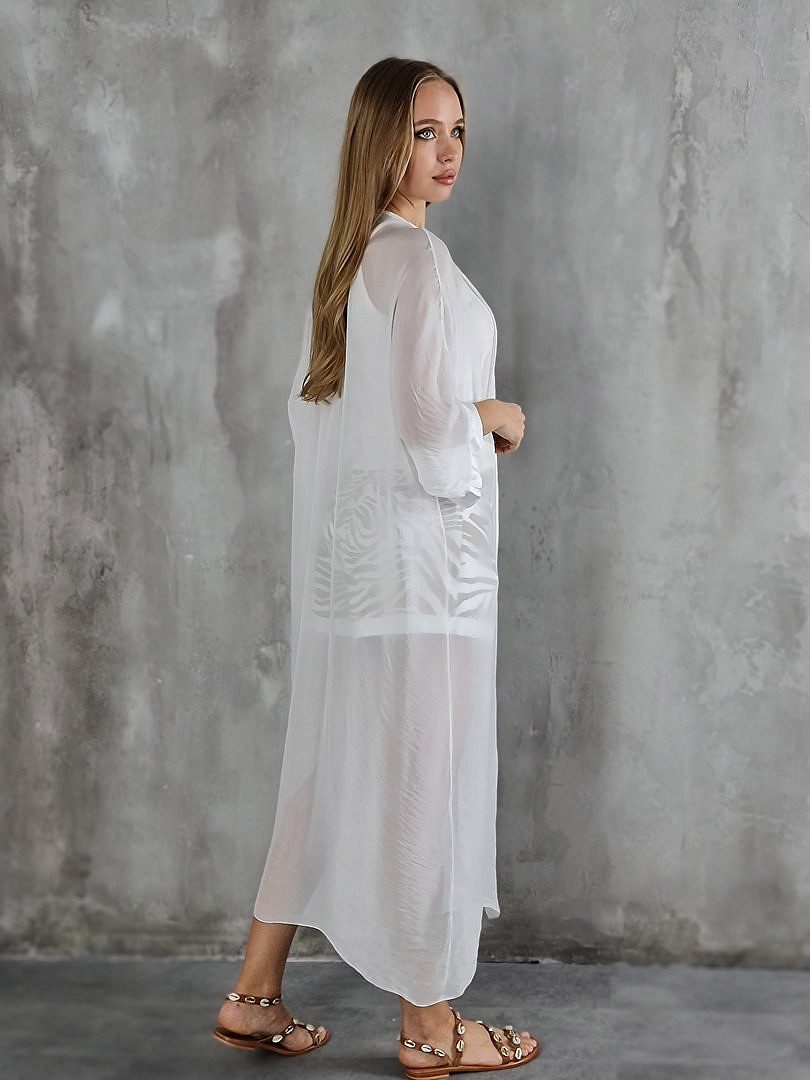 Накидка Pura Seta длинная шёлковая белая, фотография №5