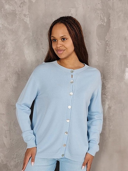 Кардиган Imperial круглый вырез голубой 