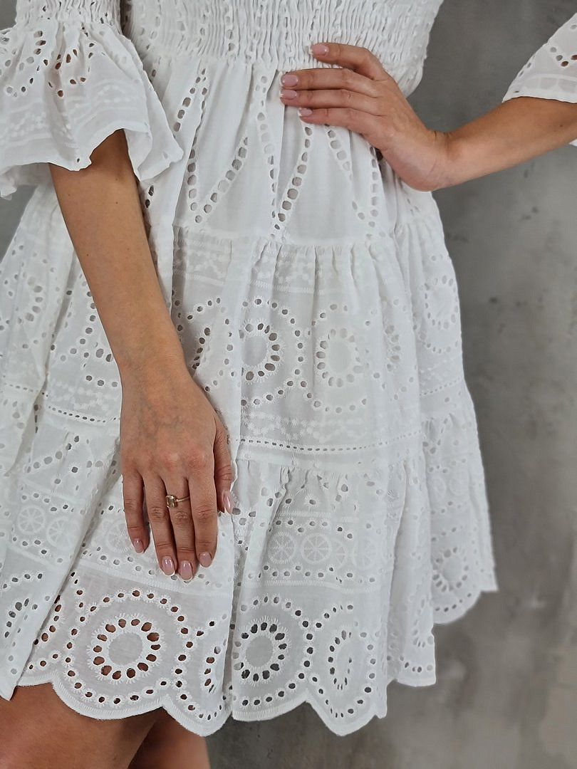 Платье Imperial ажурное с открытыми плечами молочное (!), фотография №4