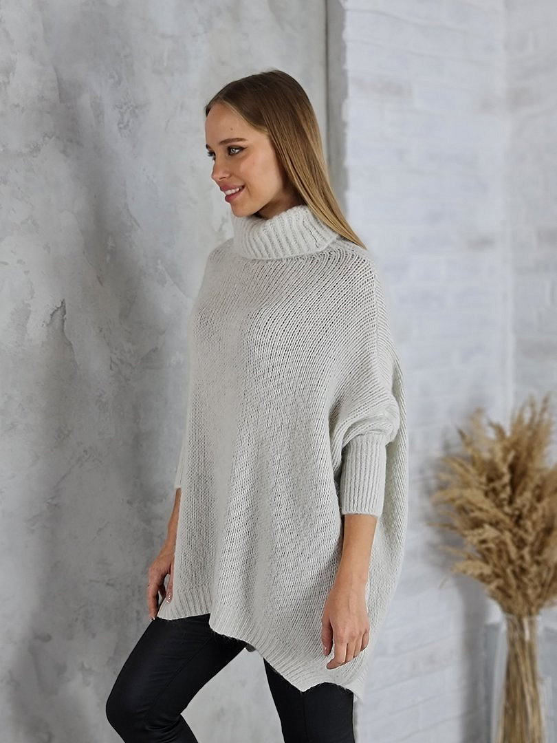 Джемпер Imperial пушистый с высоким воротом светло-серый (Vov), фотография №1