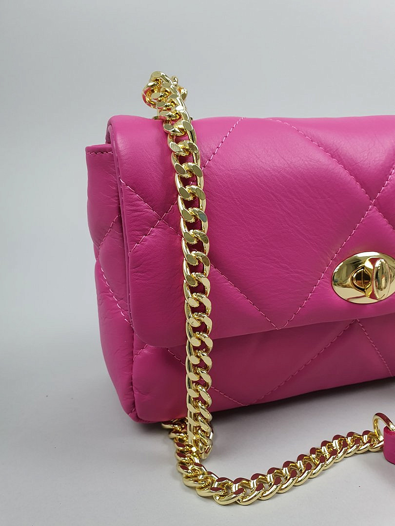 Сумка My Little Italy стёганая с ремешком-цепью фуксия , фотография №2