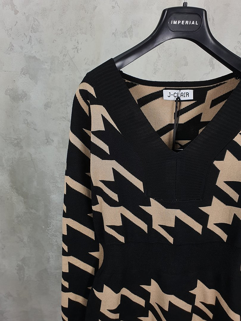 Платье J-Clair с принтом крупная гусиная лапка чёрное, фотография №5