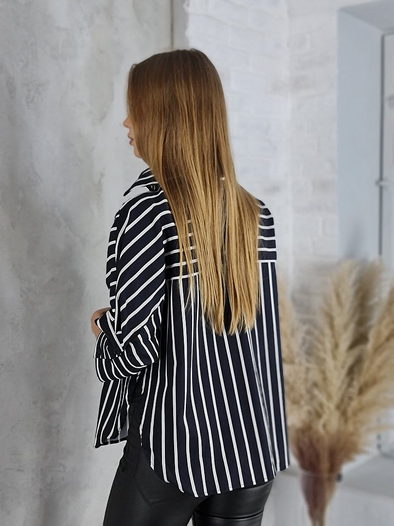 Рубашка Lumina свободная в полоску чёрная, фотография №3