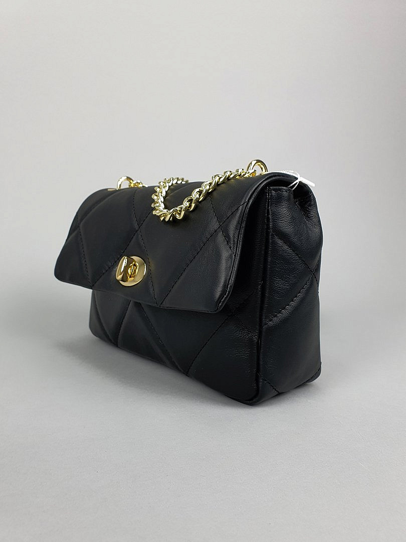 Сумка My Little Italy стёганая с ремешком-цепью чёрная, фотография №5