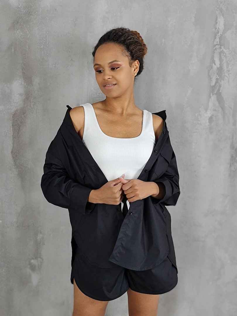 Костюм Vicolo рубашка и шорты чёрный, фотография №3