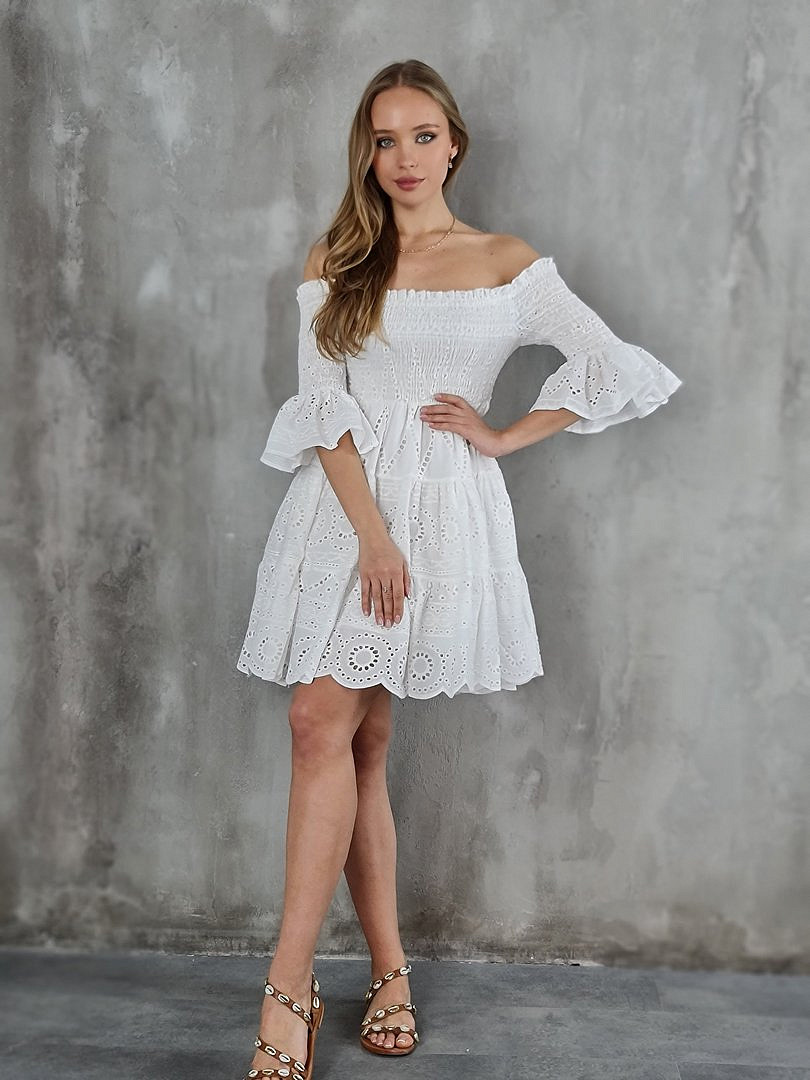 Платье Imperial ажурное с открытыми плечами молочное (!), фотография №2