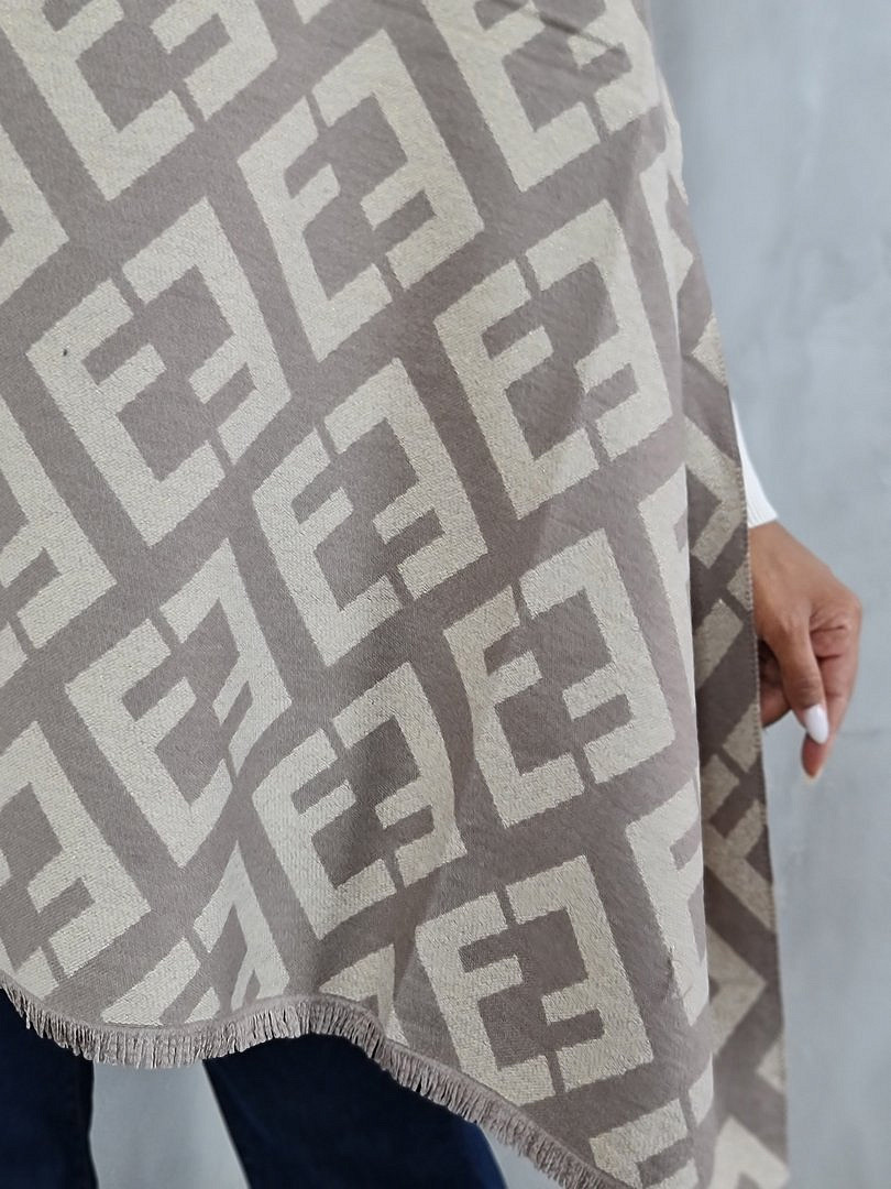 Палантин Mondana с геометрическим принтом и люреком какао/бежевый/золото, фотография №5