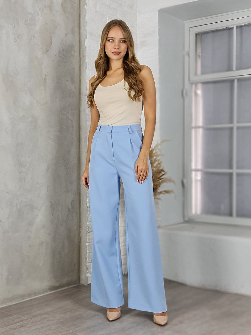 Брюки Lumina палаццо небесно-голубые, фотография №2