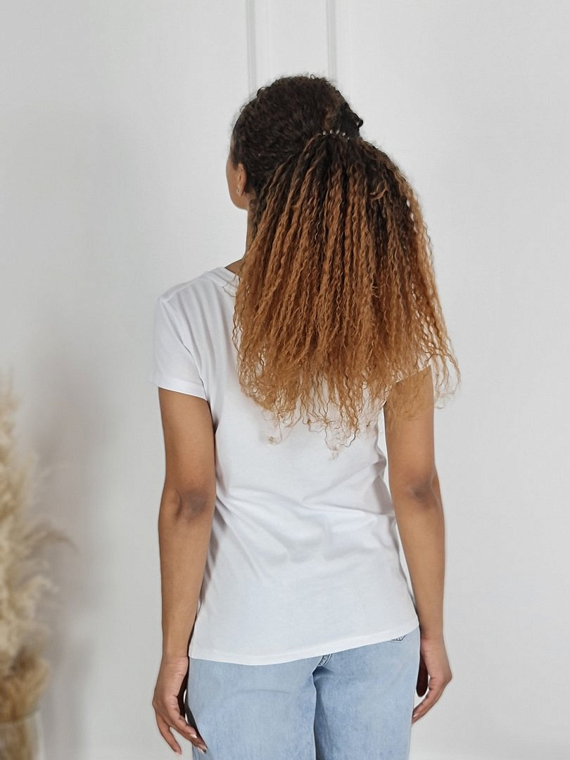 Футболка Glowy с принтом "Синие цветы" белая, фотография №4