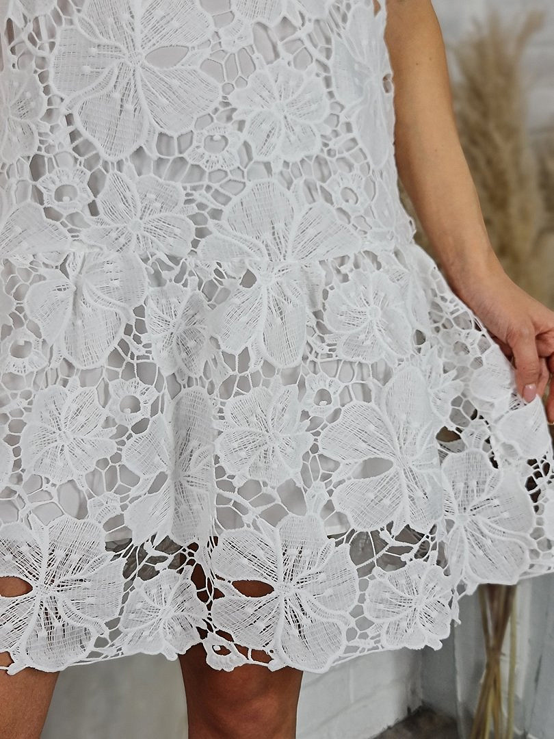 Платье Y Two короткое ажурное белое , фотография №4