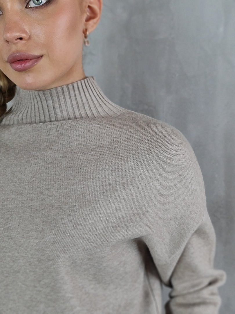 Костюм Lara джемпер и брюки свободные С карманами бежевый, фотография №5