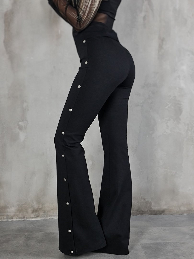 Брюки Barbara Alvisi клёш с клёпками чёрные , фотография №3