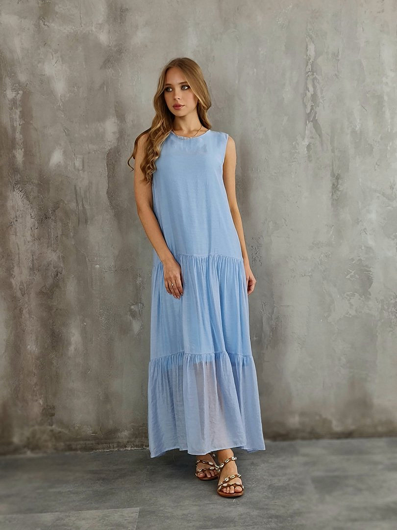 Платье CLOTHÉ макси из полупрозрачной ткани голубое, фотография №1