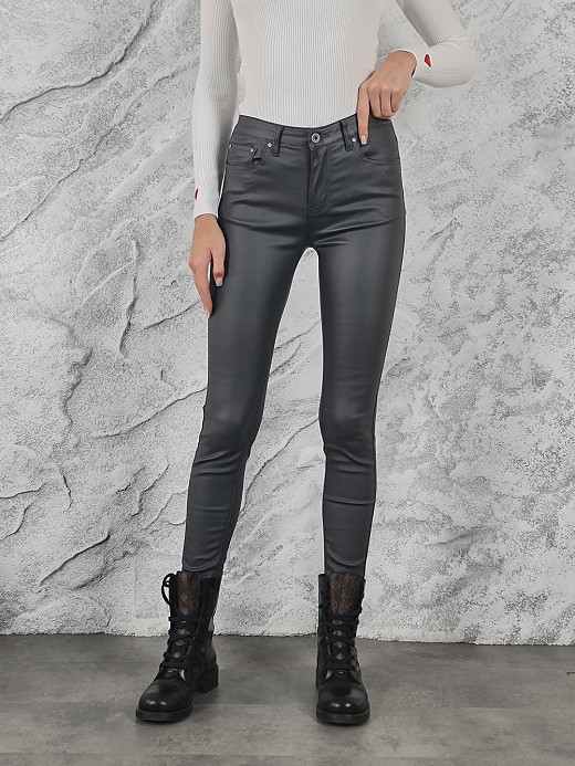 Леггинсы 3D Denim из экокожи серые