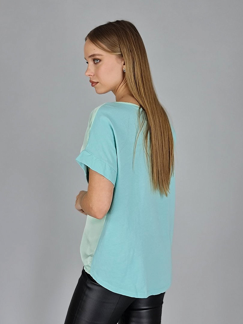 Кофта Y Two комбинированная атлас и хлопок мята , фотография №2