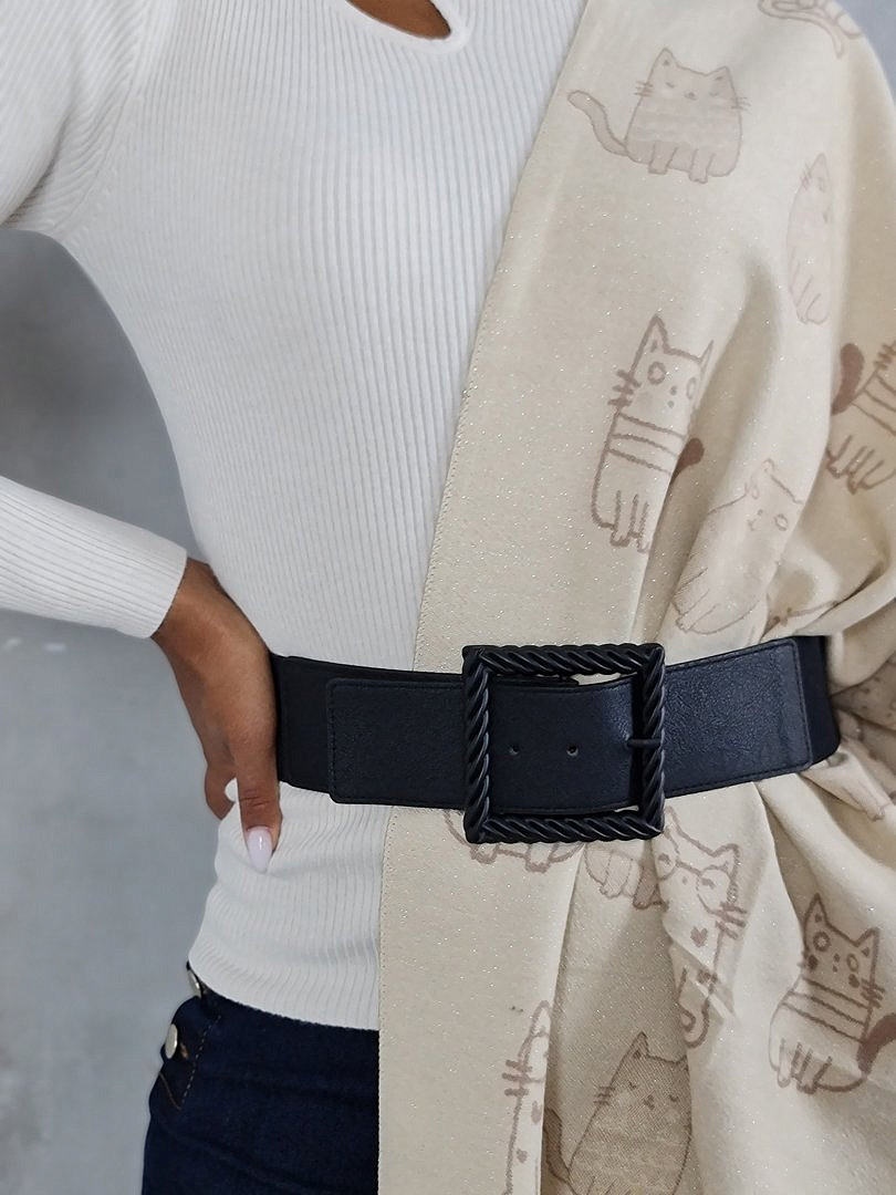 Ремень My Little Italy с квадратной пряжкой чёрный, фотография №3