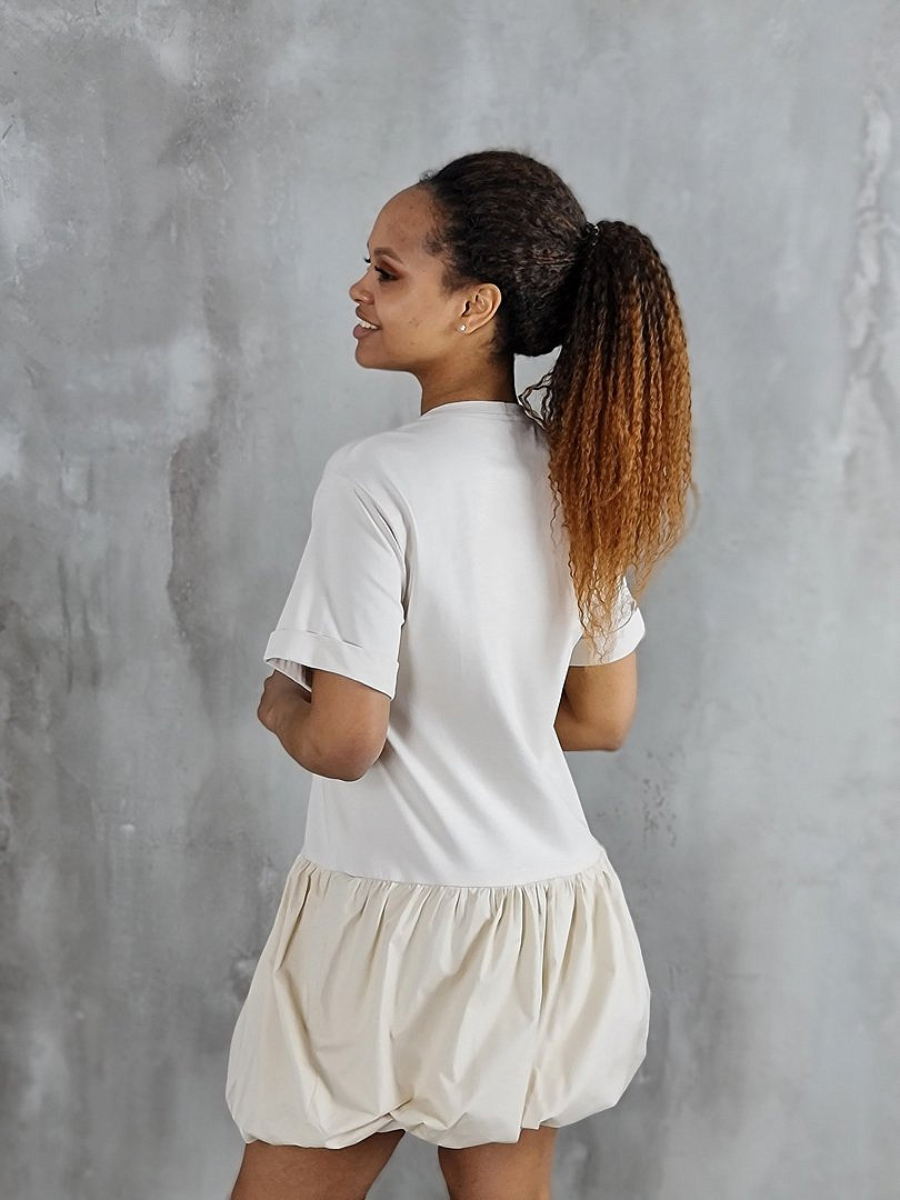 Платье Imperial с хлопковой юбкой кремовое, фотография №2