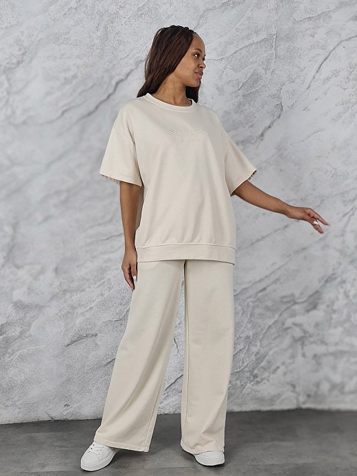 Костюм MOOIJ с блестками футболка и брюки кремовый