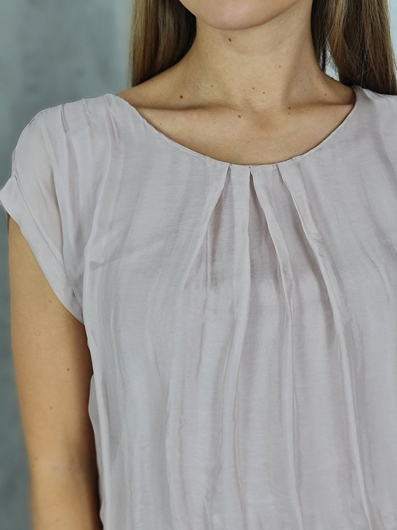 Платье Pura Seta шёлковое с резинкой на поясе пудровое, фотография №2