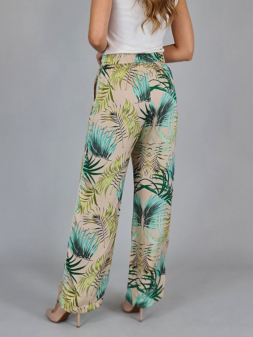 Брюки Imperial с принтом "Зелёные тропики" бежевые, фотография №2