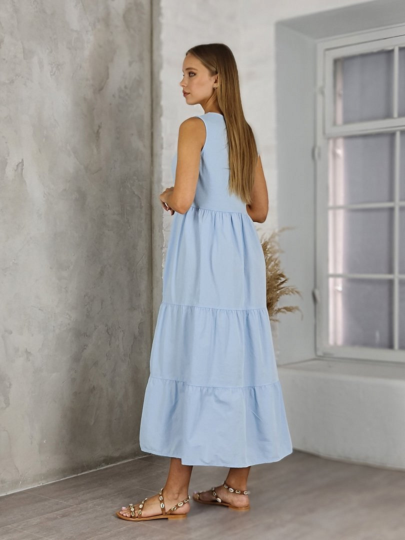 Платье Royal Belle макси на широких лямках нежно-голубое, фотография №2