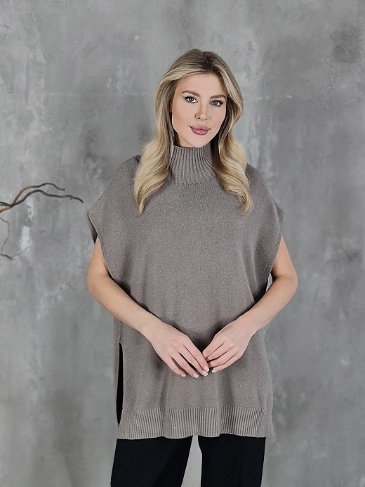 Жилет Kontatto с микропайетками тауп