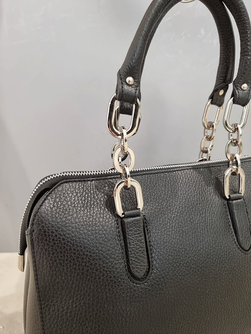 Сумка My Little Italy чемоданчик округлая с серебряными деталями чёрная, фотография №4