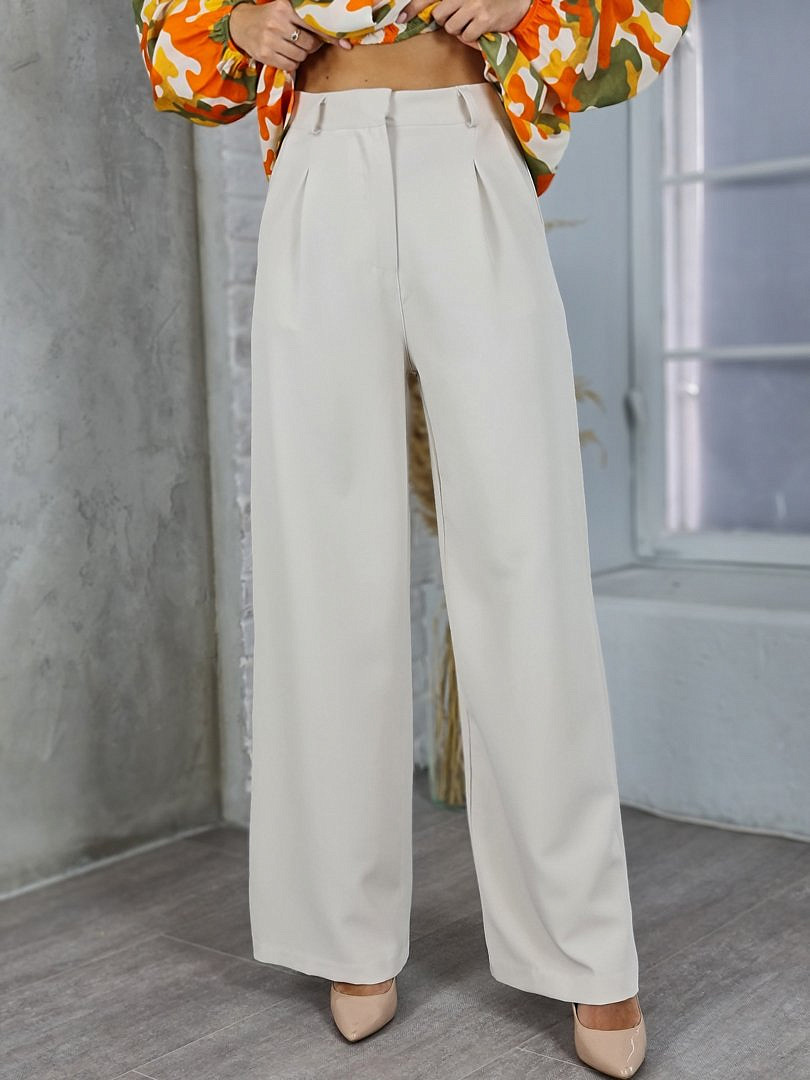 Брюки Lumina палаццо светло-бежевые, фотография №1