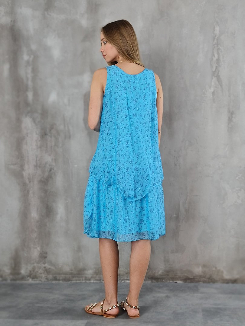 Платье Glam с оборками и принтом голубое, фотография №3