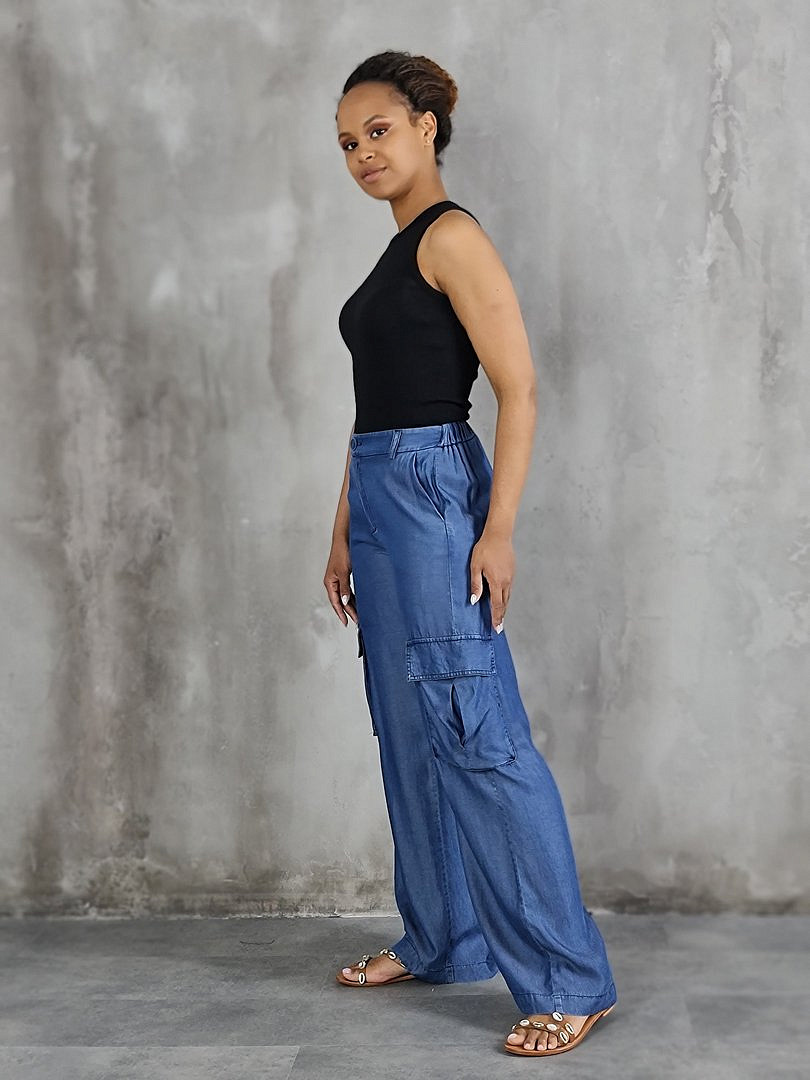 Брюки Imperial с накладными карманами синие, фотография №3